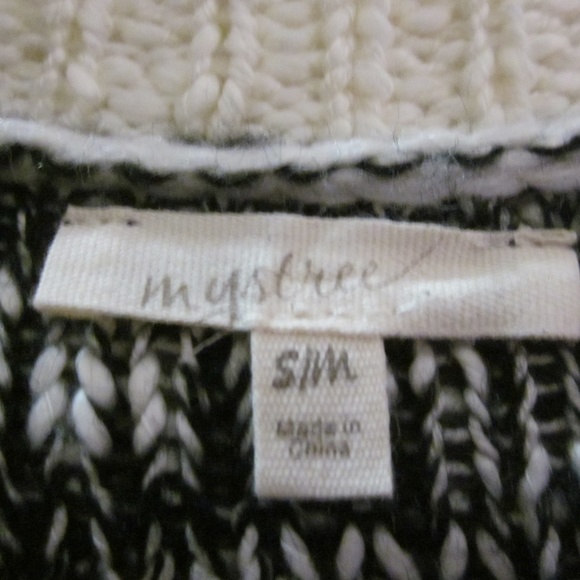 Mystree Sweater S/M Black/White Marled Cardigan - Picture 2 of 7